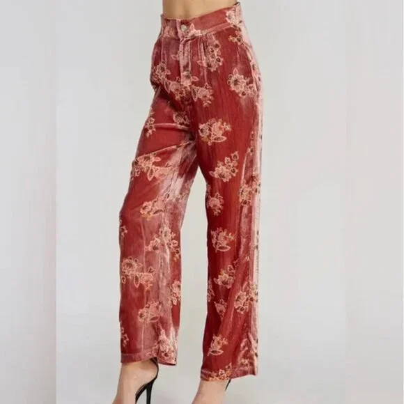 2/$30 Ellison Burnout Velvet Floral Pants Small NWT - Picture 4 of 7